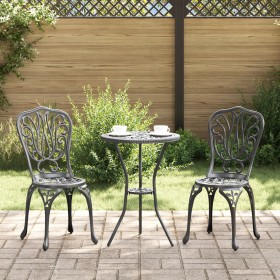 Set de Bistro de Jardín de 3 Piezas en Aluminio Fundido Negro