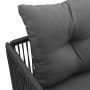 sillas de jardín con cojines 4 pcs Rattan Poliéster Negro