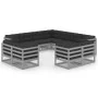 Set de muebles de jardín 11 pzas con cojines madera pino gris de vidaXL, Conjuntos de jardín - Ref: Foro24-3076996, Precio: 1...