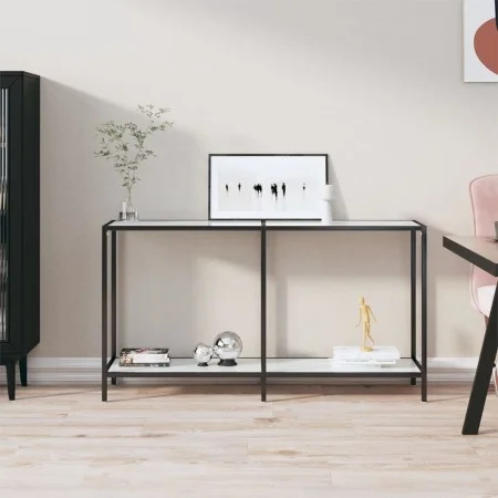 White tempered glass console table 140x35x75.5 cm by vidaXL, Side tables - Ref: Foro24-331696, Price: 74,98 €, Discount: %