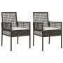 Sillas de Jardín 2 pcs con Cojines Marrón Poliratán by , Garden chairs - Ref: Foro24-42003446, Price: 114,21 €, Discount: %