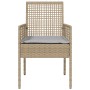 sillas de jardín 2 pcs con cojines beige de ratán sintético
