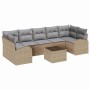 Conjunto de sofá de jardín 8 pcs Beige 55 x 55 x 37 cm
