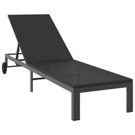 Tumbona con Ruedas Negra de Poliratán de , Tumbonas - Ref: Foro24-42004129, Precio: 150,49 €, Descuento: %