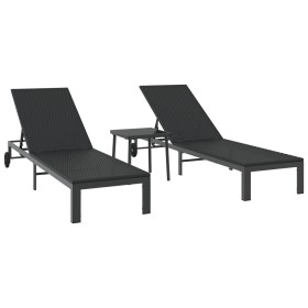 Tumbonas 2 pcs con ruedas y mesa negro de poliratán von , Liegen - Ref: Foro24-42004131, Preis: 264,18 €, Rabatt: %