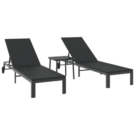 Tumbonas 2 pcs con ruedas y mesa negro de poliratán von , Liegen - Ref: Foro24-42004131, Preis: 264,18 €, Rabatt: %