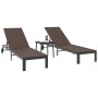 Tumbonas 2 pcs con Ruedas y Mesa Marrón Poliratán by , Loungers - Ref: Foro24-42004130, Price: 266,54 €, Discount: %