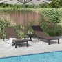 Tumbonas 2 pcs con Ruedas y Mesa Marrón Poliratán by , Loungers - Ref: Foro24-42004130, Price: 266,54 €, Discount: %
