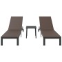 Tumbonas 2 pcs con Ruedas y Mesa Marrón Poliratán by , Loungers - Ref: Foro24-42004130, Price: 266,54 €, Discount: %