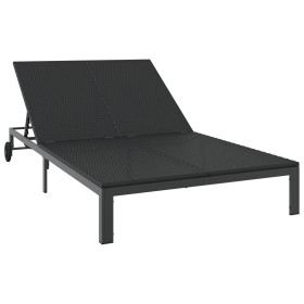 Tumbona con cojines y ruedas para 2 personas, Negro, Poliratán by , Loungers - Ref: Foro24-42004133, Price: 223,33 €, Discoun...