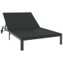 Tumbona con cojines y ruedas para 2 personas, Negro, Poliratán de , Tumbonas - Ref: Foro24-42004133, Precio: 215,39 €, Descue...