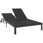Tumbona con cojines y ruedas para 2 personas, Negro, Poliratán de , Tumbonas - Ref: Foro24-42004133, Precio: 215,39 €, Descue...