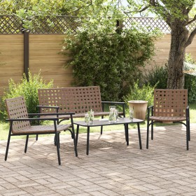 Set de café para exteriores de 4 piezas en ratán y acero marrón by , Garden sets - Ref: Foro24-42004145, Price: 253,59 €, Dis...