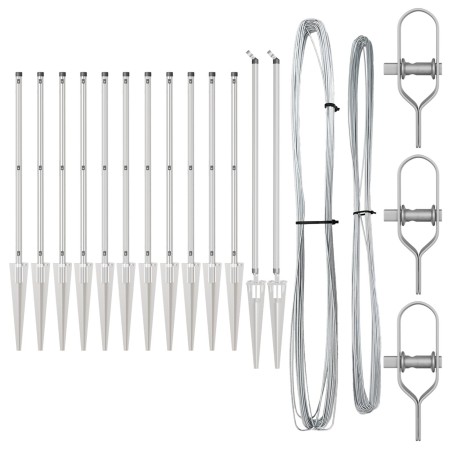 Juego de postes de cerca Conjunto de 13 Plata Acero galvanizado de , Postes de cerca - Ref: Foro24-42004267, Precio: 109,69 €...