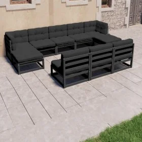 8-teiliges Gartenmöbel-Set mit Kissen aus schwarzem Kiefernholz von vidaXL, Gartensets - Ref: Foro24-3077148, Preis: 882,25 €...