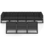 Set de muebles de jardín 8 pzas con cojines madera pino negro de vidaXL, Conjuntos de jardín - Ref: Foro24-3077148, Precio: 8...