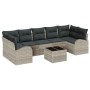 Conjunto de sofá de jardín 8 pcs Gris claro 55 x 55 x 37 cm