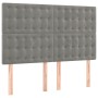 Cama box spring con colchón terciopelo gris claro 140x190 cm