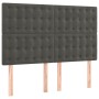Cama box spring con colchón terciopelo gris oscuro 140x190 cm