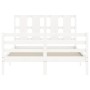 Weißer Massivholzbettrahmen mit Kopfteil 120x200 cm von vidaXL, Betten und Lattenroste - Ref: Foro24-3194112, Preis: 131,79 €...