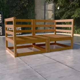 2-seater garden sofa honey brown solid pine wood by vidaXL, Outdoor sofas - Ref: Foro24-3075247, Price: 127,13 €, Discount: %