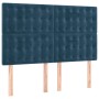 Cama box spring con colchón terciopelo azul oscuro 140x190 cm