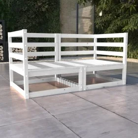 2 seater garden sofa white solid pine wood by vidaXL, Outdoor sofas - Ref: Foro24-3075245, Price: 129,37 €, Discount: %
