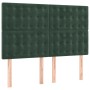 Cama box spring con colchón terciopelo verde oscuro 140x200 cm