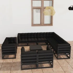 12-piece garden furniture set with black pine wood cushions by vidaXL, Garden sets - Ref: Foro24-3077003, Price: 1,00 €, Disc...
