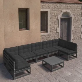 8-piece garden furniture set with black pine wood cushions by vidaXL, Garden sets - Ref: Foro24-3077193, Price: 849,55 €, Dis...