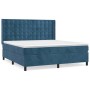 Cama box spring con colchón terciopelo azul oscuro 160x200 cm