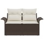 Sofá de jardín de 2 plazas con cojines marrón de polirratán von , Outdoor-Sofas - Ref: Foro24-42006693, Preis: 177,82 €, Raba...
