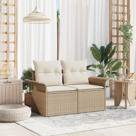Sofá de jardín de 2 plazas con cojines Beige de Poliratán by , Outdoor sofas - Ref: Foro24-42006696, Price: 182,65 €, Discoun...
