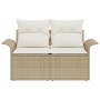 Sofá de jardín de 2 plazas con cojines Beige de Poliratán von , Outdoor-Sofas - Ref: Foro24-42006696, Preis: 182,65 €, Rabatt: %