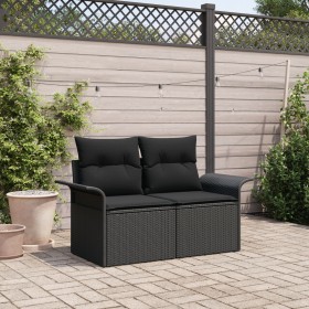 Sofá de Jardín de 2 Plazas con Cojines Negro de Poliratán von , Outdoor-Sofas - Ref: Foro24-42006701, Preis: 172,30 €, Rabatt: %