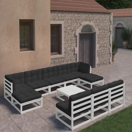 11-piece garden furniture set with white pine wood cushions by vidaXL, Garden sets - Ref: Foro24-3077150, Price: 959,25 €, Di...
