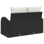 Sofá de jardín de 2 plazas con cojines Negro Poliratán by , Outdoor sofas - Ref: Foro24-42006732, Price: 174,29 €, Discount: %