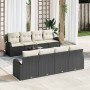 Conjunto de sofá de jardín 7 pcs Negro y Beige 55 x 55 x 37 cm