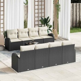Conjunto de sofá de jardín 7 pcs Negro y Beige 55 x 55 x 37 cm