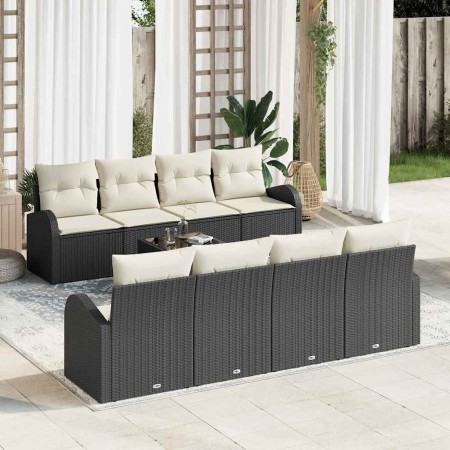 Conjunto de sofá de jardín 7 pcs Negro y Beige 55 x 55 x 37 cm