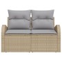 Sofá de Jardín de 2 Plazas con Cojines Beige Poliratán von , Outdoor-Sofas - Ref: Foro24-42006735, Preis: 177,35 €, Rabatt: %