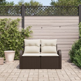 Sofá de jardín de 2 plazas con almacenamiento y cojines marrón poliratán by , Outdoor sofas - Ref: Foro24-42006743, Price: 19...