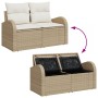 Sofá de jardín de 2 plazas con almacenamiento y cojines de ratán beige y crema by , Outdoor sofas - Ref: Foro24-42006746, Pri...