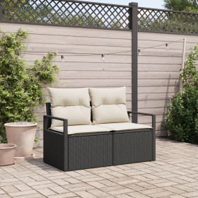 Sofá de jardín de 2 plazas con cojines Ratán Poliéster Negro by , Outdoor sofas - Ref: Foro24-42006752, Price: 167,14 €, Disc...
