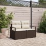 Sofá de jardín de 2 plazas con cojines de ratán marrón by , Outdoor sofas - Ref: Foro24-42006753, Price: 172,58 €, Discount: %