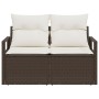 Sofá de jardín de 2 plazas con cojines de ratán marrón by , Outdoor sofas - Ref: Foro24-42006753, Price: 172,58 €, Discount: %