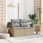 Sofá de jardín de 2 plazas con cojines beige de ratán sintético | Foro24.es | Tu tienda online para hogar, jardín y más Foro24.es