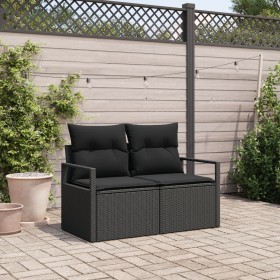 Sofá de Jardín de 2 Plazas con Cojines Negro de Ratán Sintético by , Outdoor sofas - Ref: Foro24-42006761, Price: 167,14 €, D...