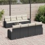 Conjunto de sofá de jardín 7 pcs Negro y Beige 55 x 55 x 37 cm