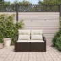 Sofá de jardín de 2 plazas con cojines marrón de poliratán by , Outdoor sofas - Ref: Foro24-42006773, Price: 173,50 €, Discou...